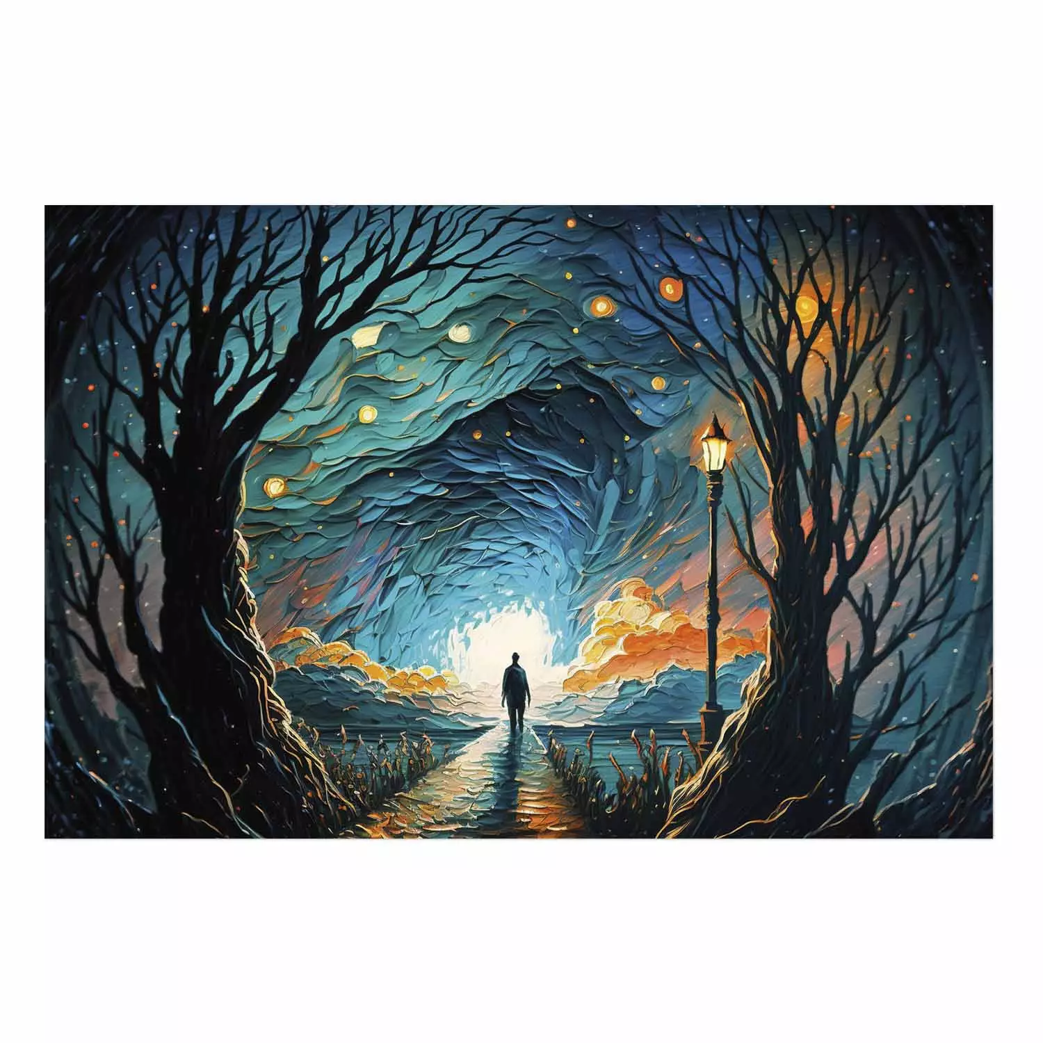 Poster A Walk Among the Stars - A Figure Heading Towards the Horizon