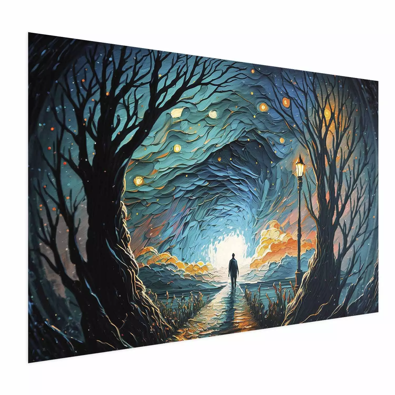 Poster A Walk Among the Stars - A Figure Heading Towards the Horizon
