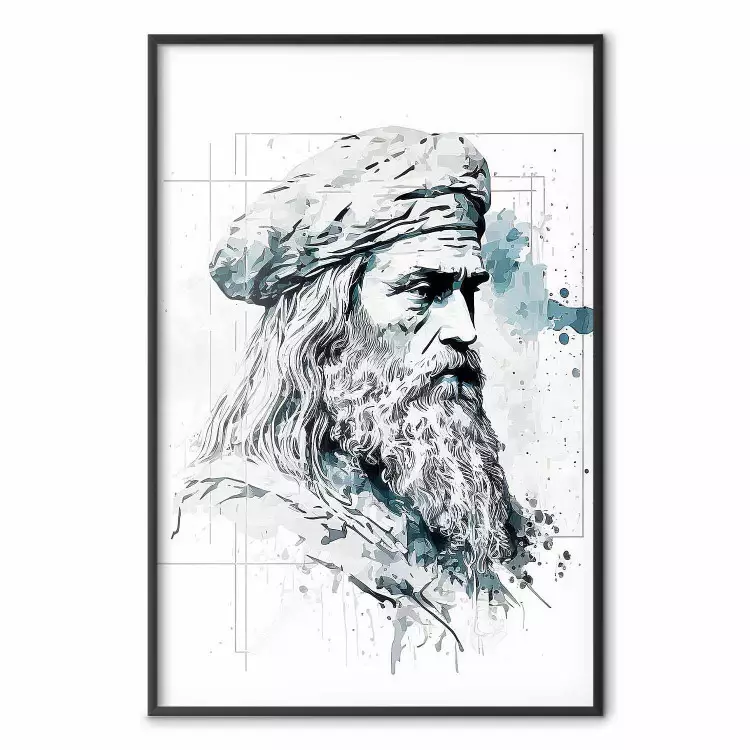 Da Vinci - A Black and White Portrait of the Artist Generated by AI