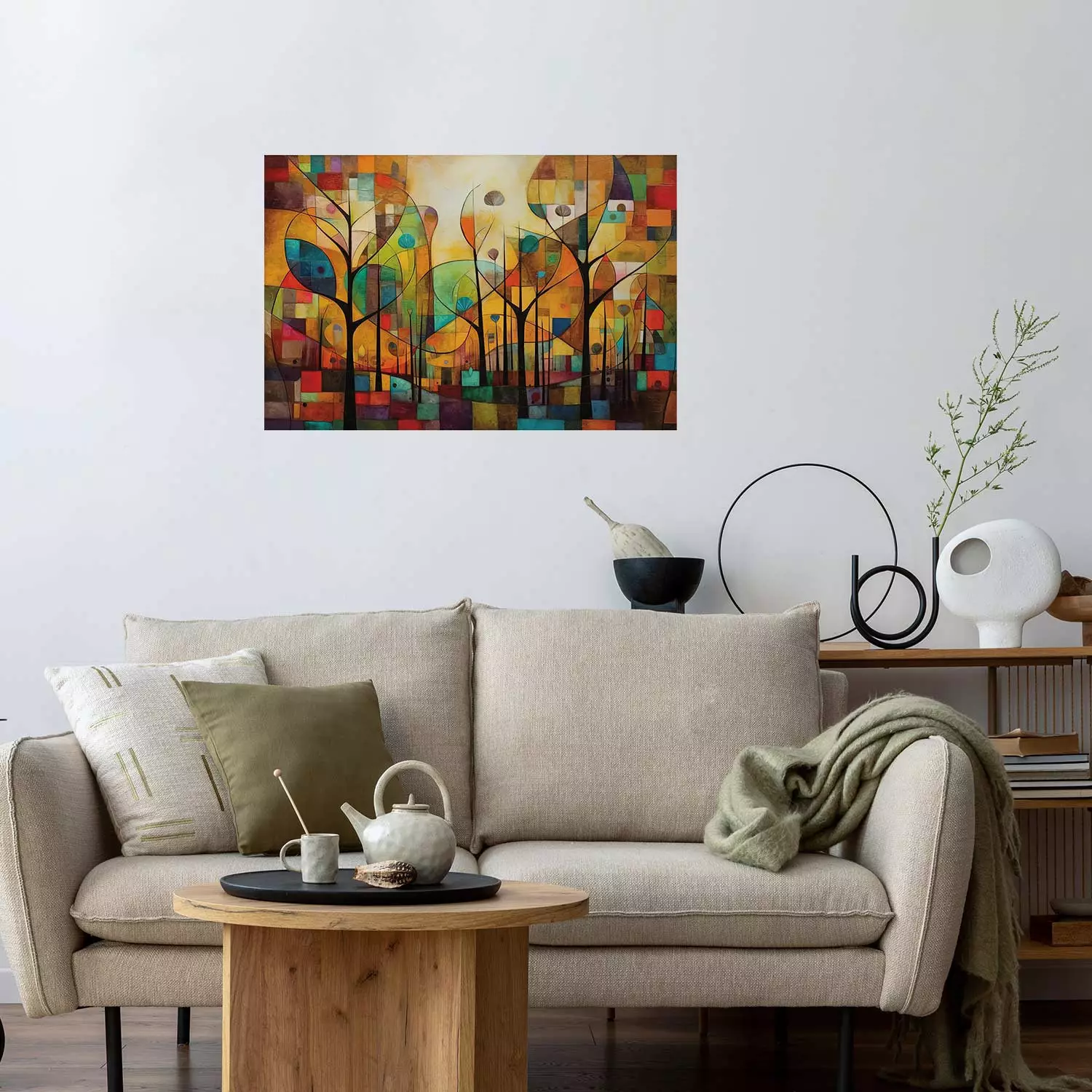 Poster Colored Forest - A Geometric Composition Inspired by Klimt’s Style