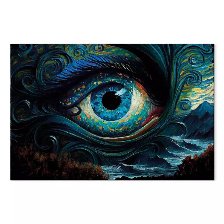 Canvas Blue Eye - A Composition Inspired by the Art of Van Gogh