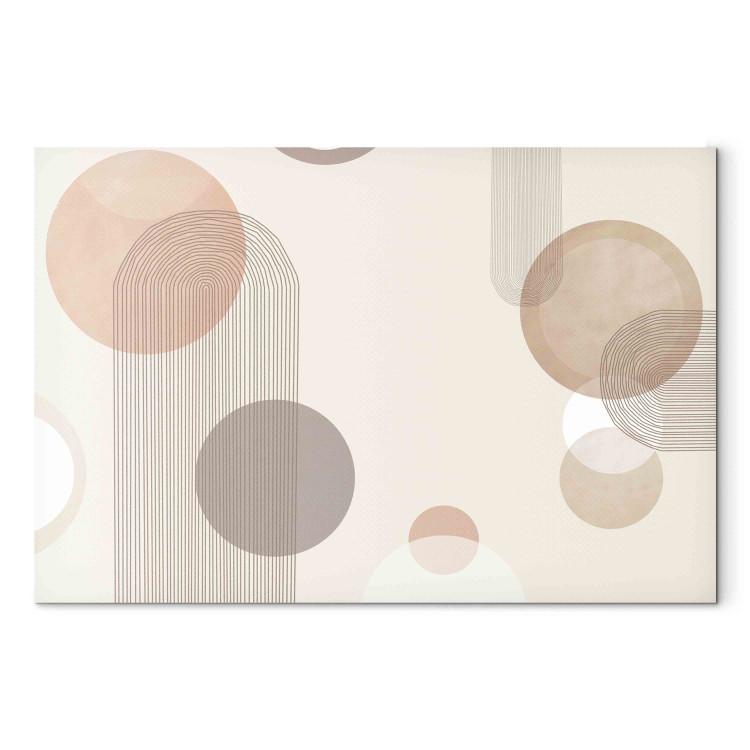 Canvas Fountain - Subtle Beige Abstraction With Brown Circles