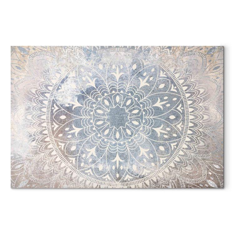 Large canvas print Mandala - A Bright Cream-Colored Ornament on a Blue Background [Large Format]