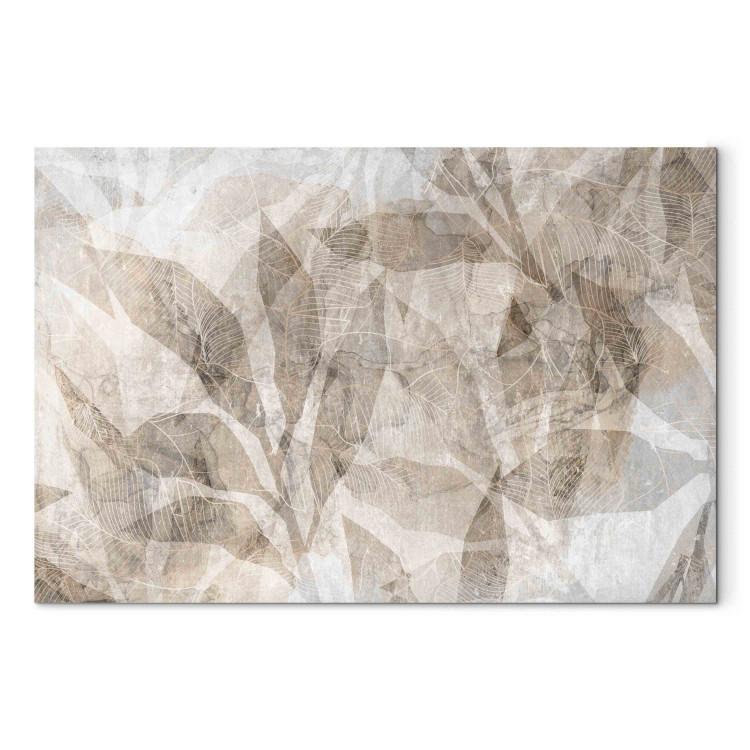 Canvas Shadow Abstraction - Interwoven Shapes and Beige Outline of Leaves