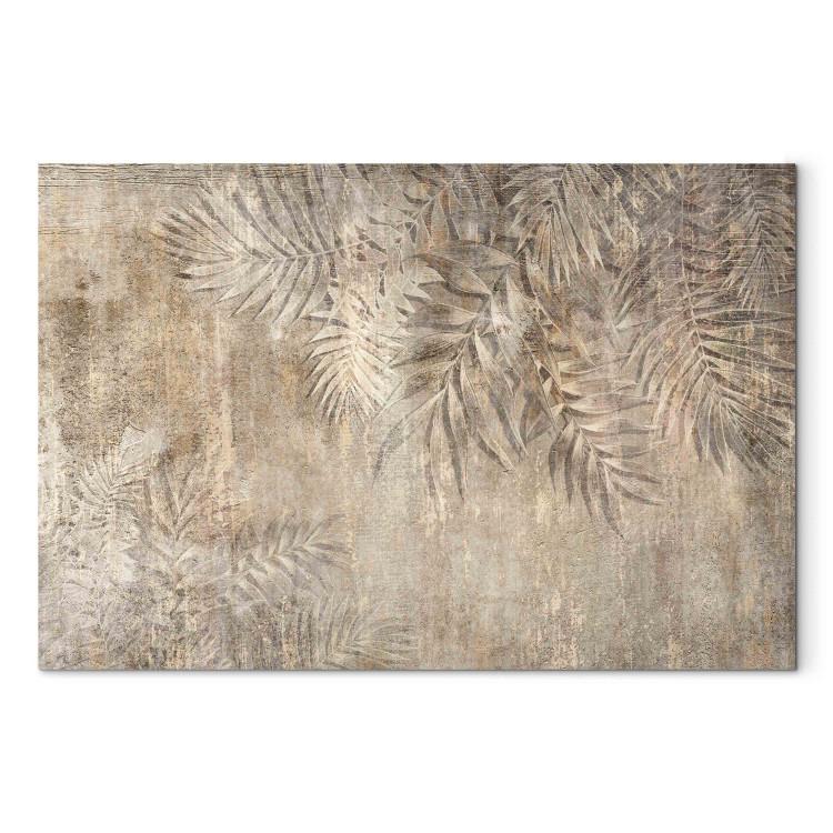 Canvas Sketch of Palm Leaves - Beige Composition With a Plant Motif