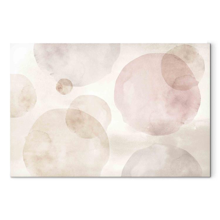 Canvas Levitating Beauty - A Light Composition of Beige Watercolor Circles