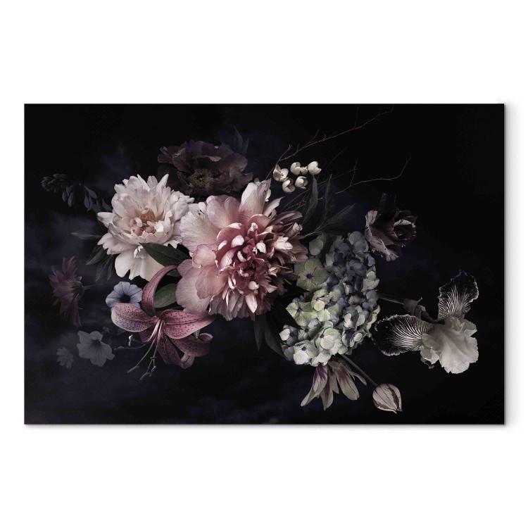 Canvas Dutch Bouquet - Composition With Flowers on a Black Background