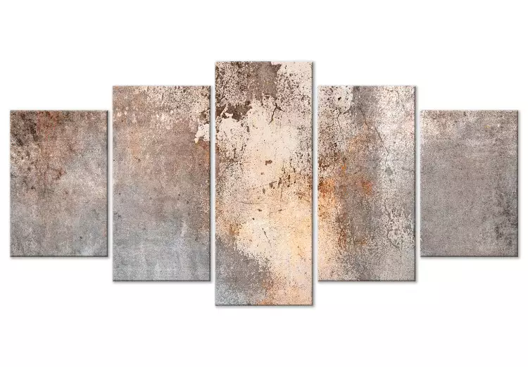 Canvas Wiped Rust - Abstract Structures in Sepia and Gray Colors
