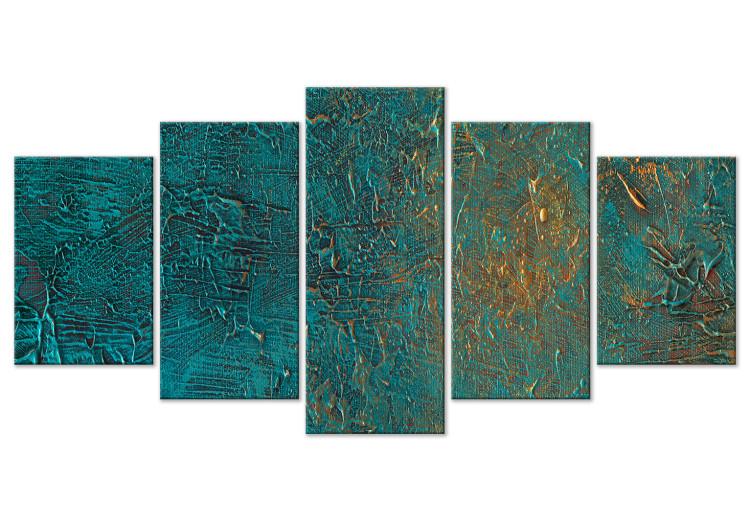 Canvas Azure Mirror - Dark Green Abstraction With Bright Accents