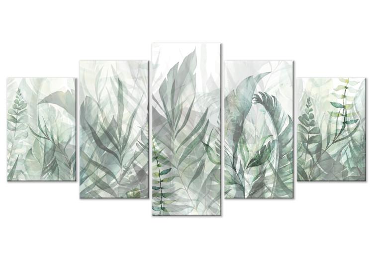 Canvas Wild Meadow - Lush Vegetation Intermingled on a White Background