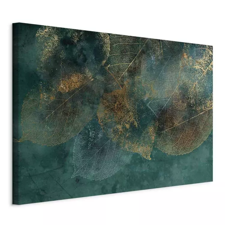 Reflection of Leaves - Plants With Autumn Color on a Green Background
