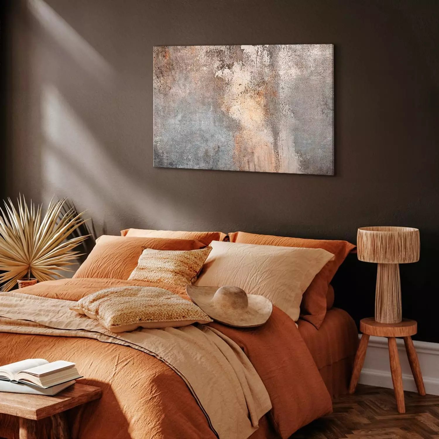Canvas Print Worn Rust - Abstract Texture in Sepia and Gray Colors