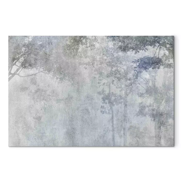 Canvas Trees in the Fog - Nature in Gray and Blue Shades