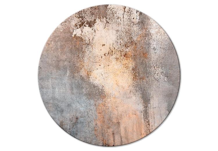 Round Canvas Print Abstract Structures - Rubbed Rust in Sepia and Gray Colors