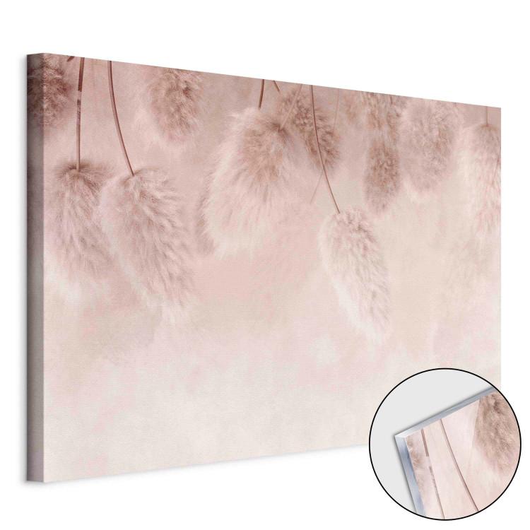 Acrylic Print Pastel Boho - Pink Composition With Fluffy Plants [Glass]