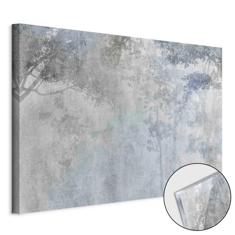 Acrylic Print Trees in the Fog - Nature in Gray and Blue Shades [Glass]