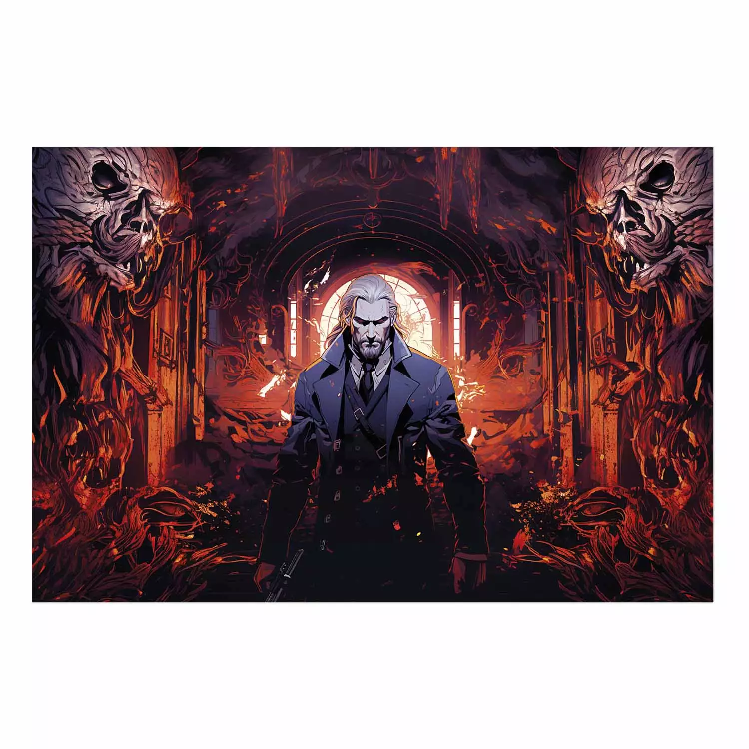 Wall Poster Legendary Demon Hunter - Atmospheric Anime Generated by AI