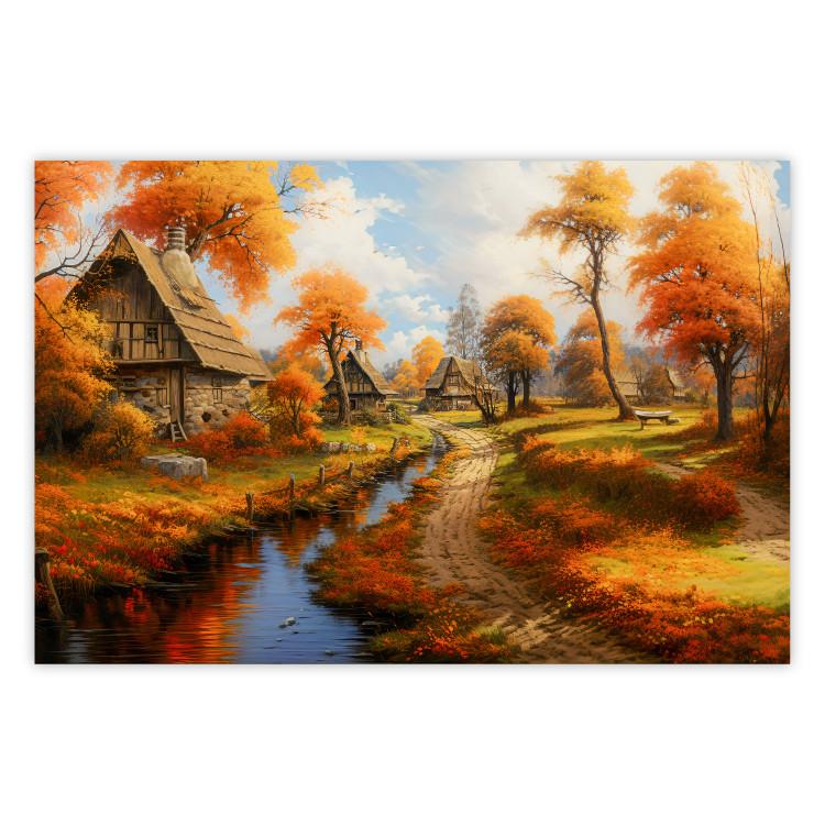 Poster A Small Medieval Town - A Picture of the Autumn Polish Countryside