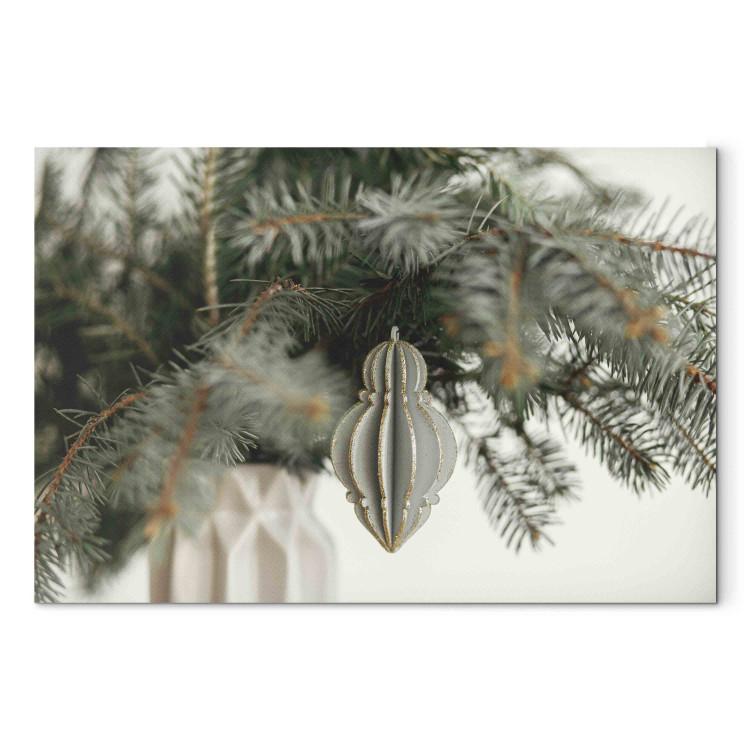 Canvas Christmas Decoration - Paper Ornament on Spruce Branches