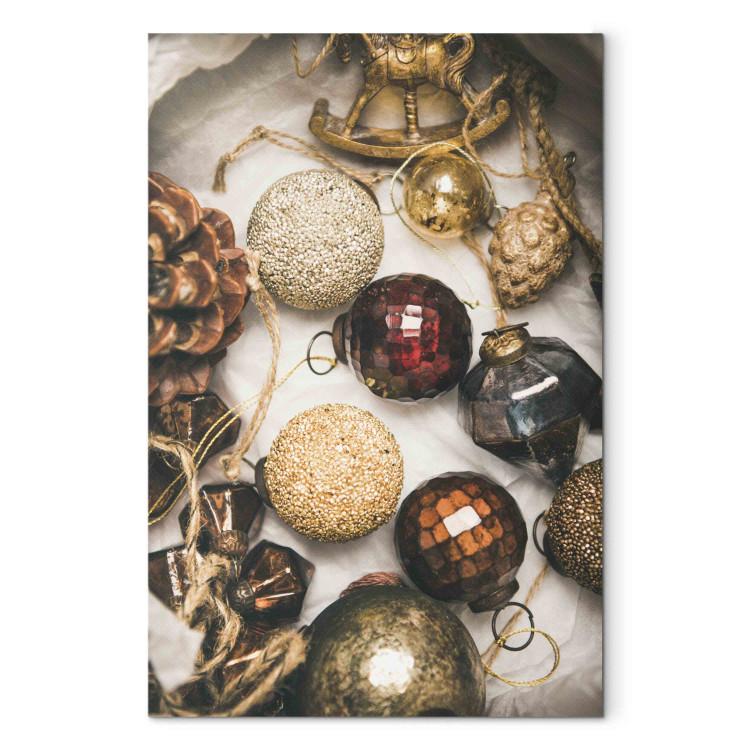Canvas Christmas Ornaments - Box With Glass Baubles and Decorations