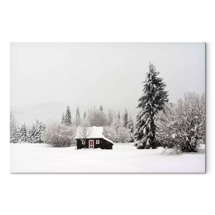 Canvas Winter Shelter - A Small House in a Snow-Covered Forest