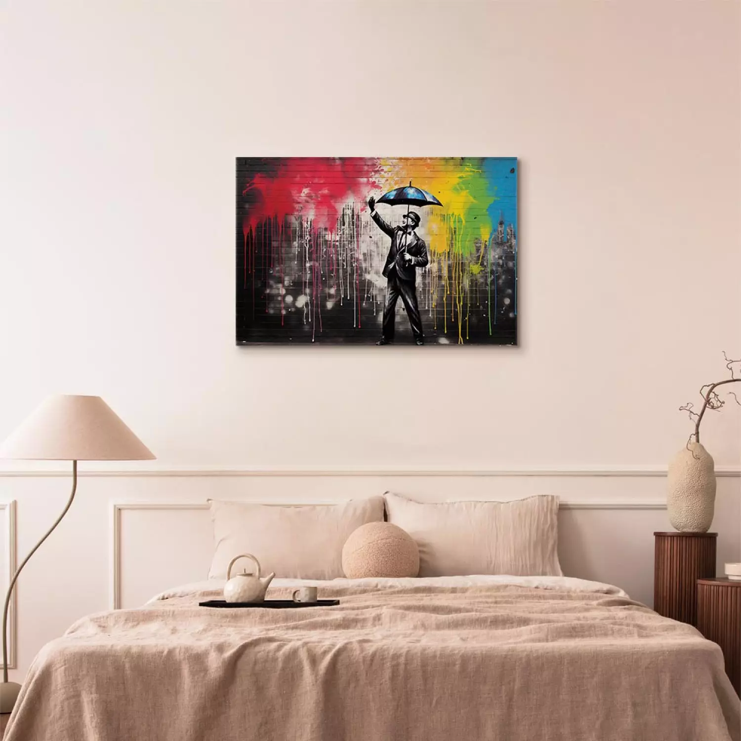 Canvas Print Singin' in the Rain - Colorful Graffiti in the