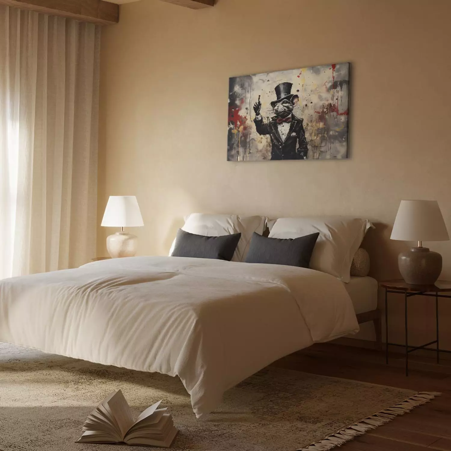 Canvas Print Rat in a Tailcoat - Graffiti Inspired by Banksy’s Work