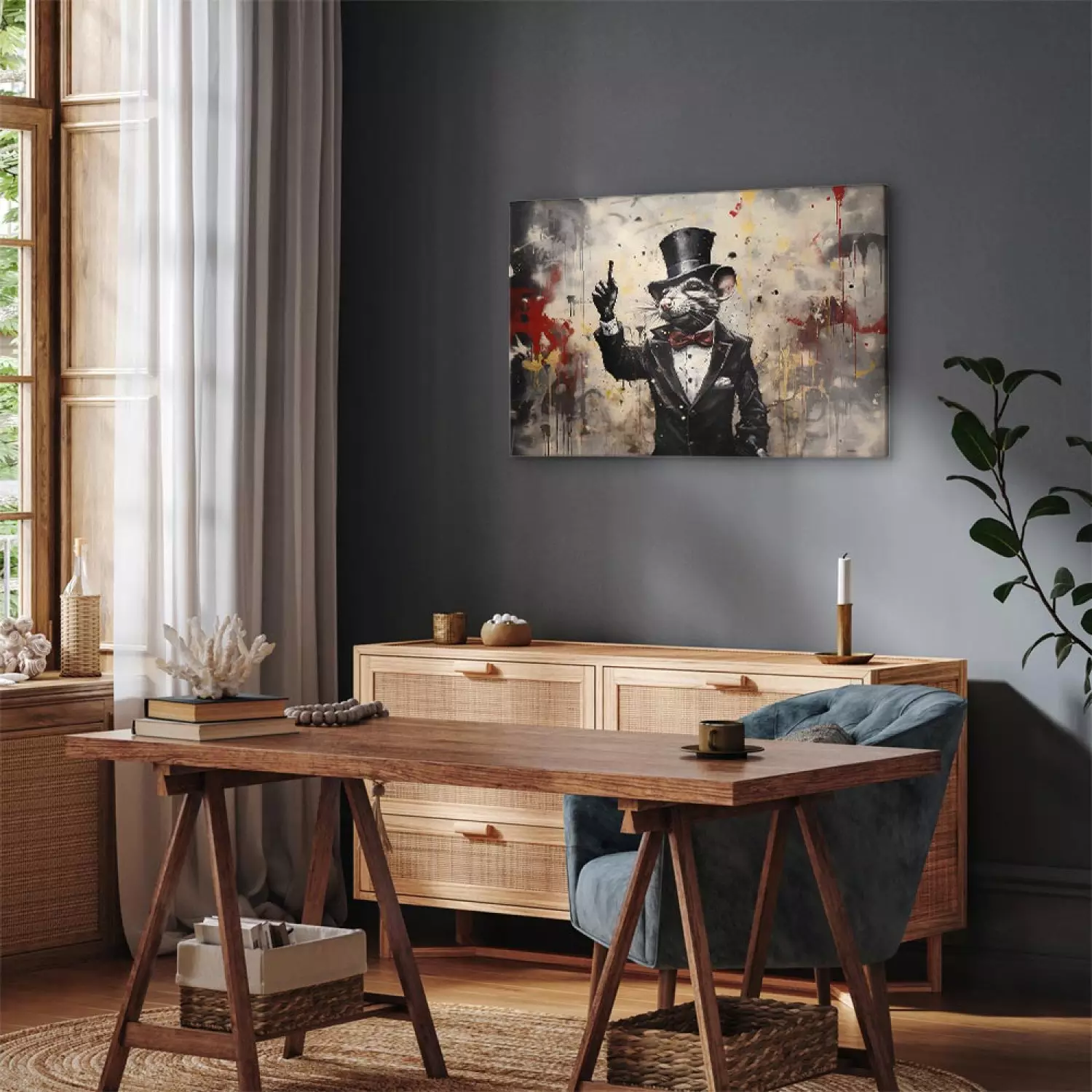Canvas Print Rat in a Tailcoat - Graffiti Inspired by Banksy’s Work