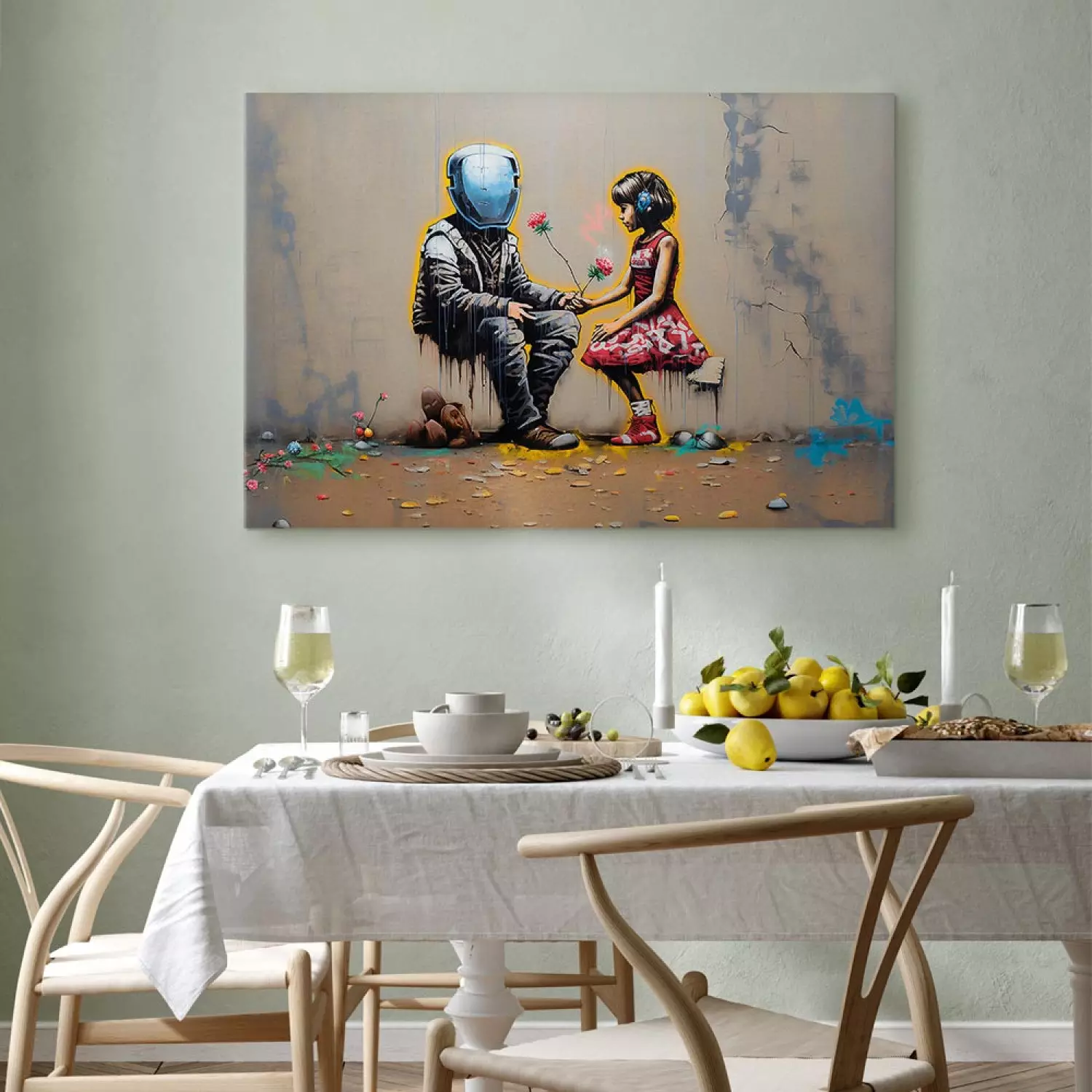 Canvas Meeting AI - Futuristic Colorful Graffiti in the Style of Banksy