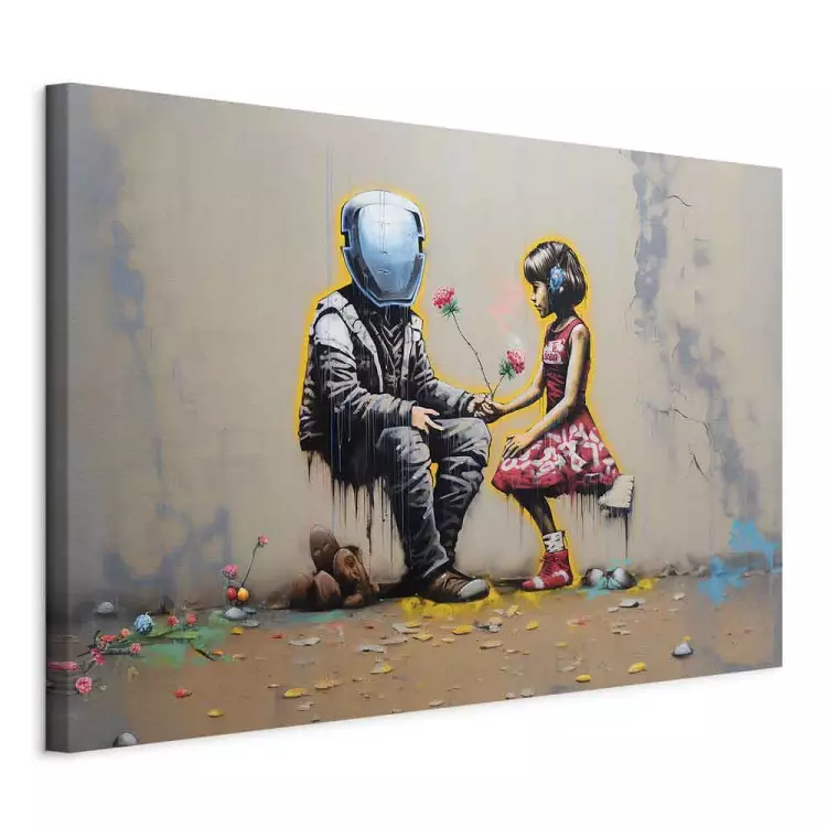 Meeting AI - Futuristic Colorful Graffiti in the Style of Banksy