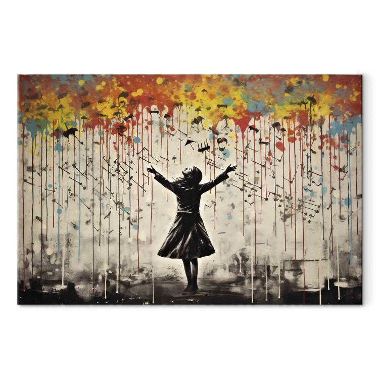Canvas Rain Song - Colorful Graffiti Inspired by Banksy