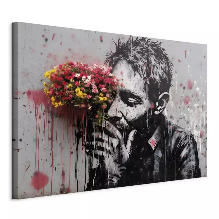 Man With Flowers - Street Art With a Plant Accent