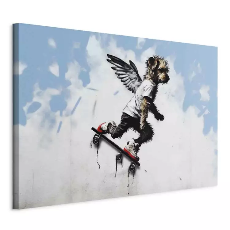 Dog on Skateboard - Graffiti Depicting the Animal in Banksy Style