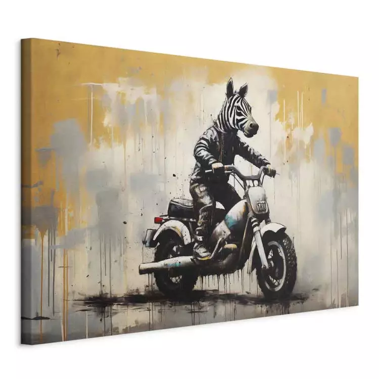 Zebra on a Motorcycle - Banksy-Inspired Graffiti