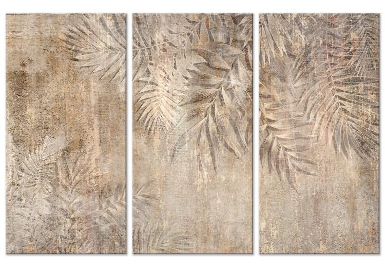 Canvas Sketch of Palm Leaves - Plant Motif on Brown Textural Background