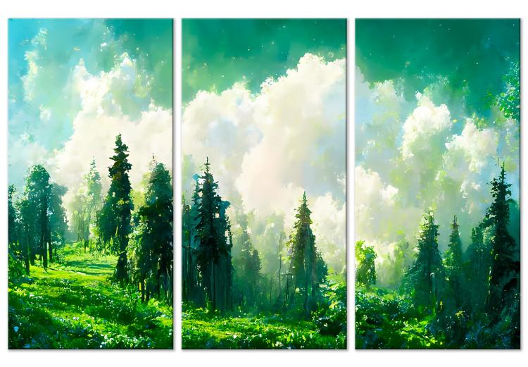 Canvas Mountain Landscape - Trees on a Mountainside Painted in Watercolor