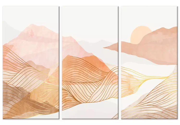 Canvas Abstract Mountains - Delicate Landscape in Honey Colors