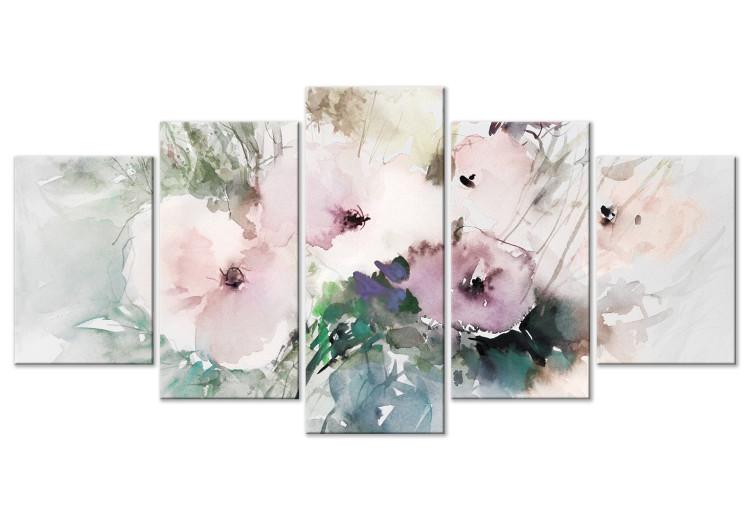 Canvas Floral Composition - Watercolor Bouquet Full of Flowers