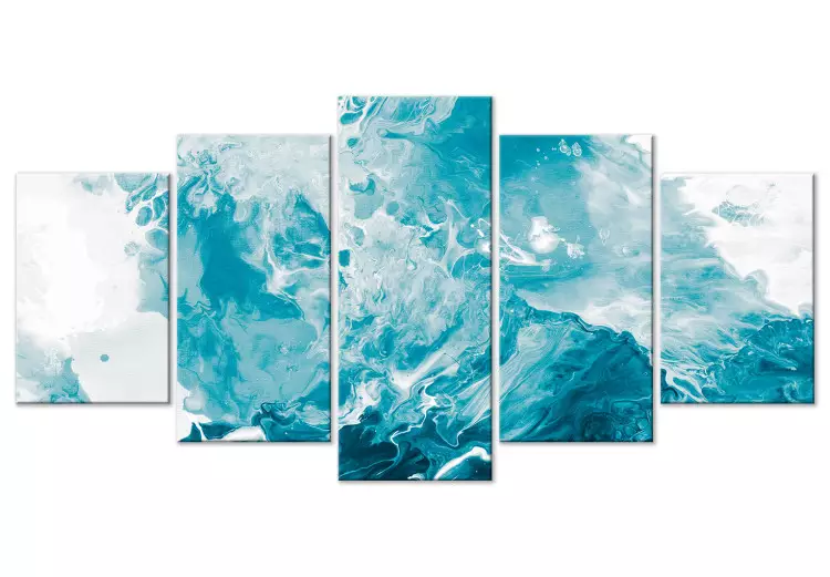 Canvas Abstract Blue - Sea Foamy Waves Resembling Marble
