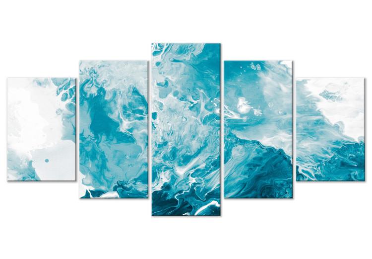 Canvas Abstract Blue - Sea Foamy Waves Resembling Marble