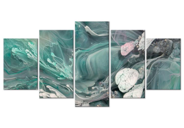 Canvas Turquoise Abstraction - Spots of Delicate Color Turning Into White