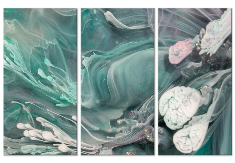 Canvas Turquoise Abstraction - Patches of Delicate Color Spilling Into White