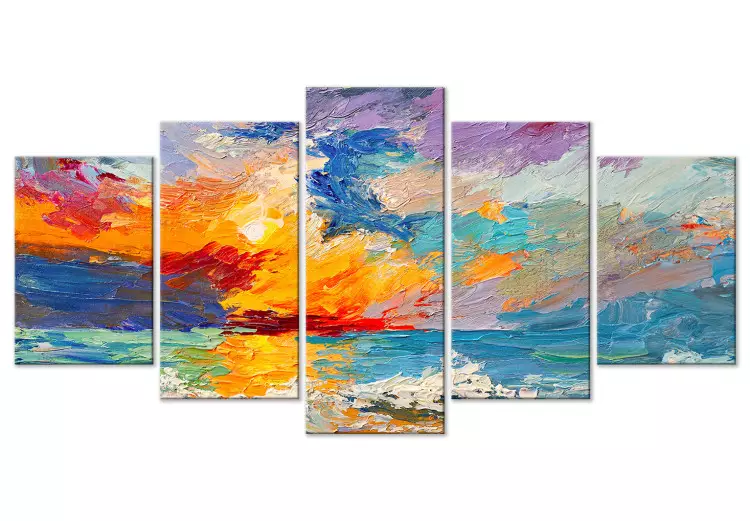Canvas Seascape - Painterly Composition With the West in Vivid Colors