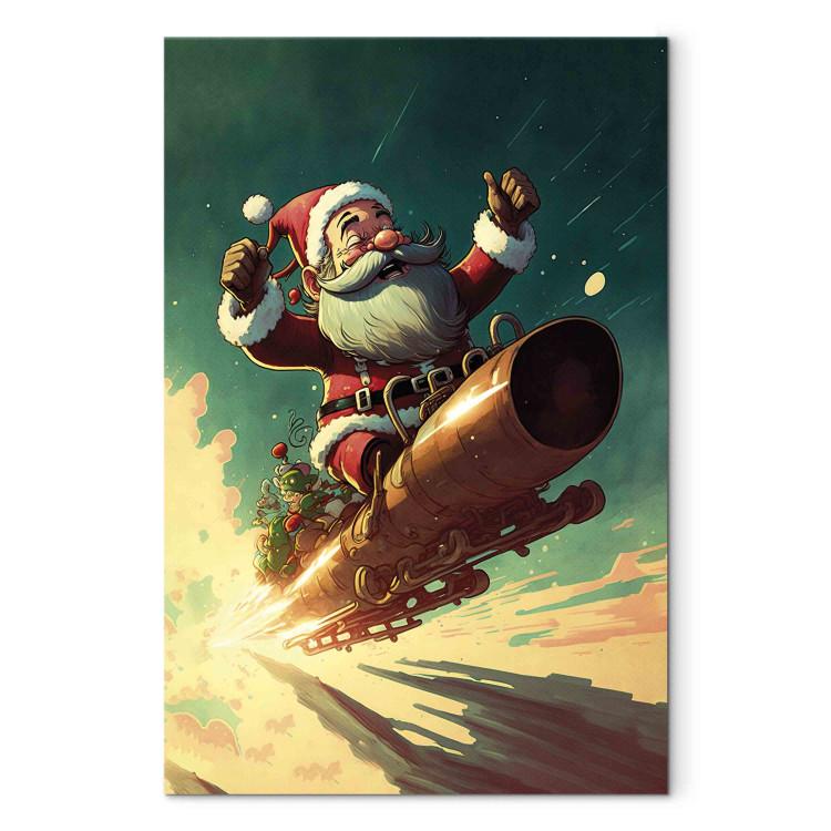 Canvas Christmas Fever - Energetic Santa on a Shooting Sleigh