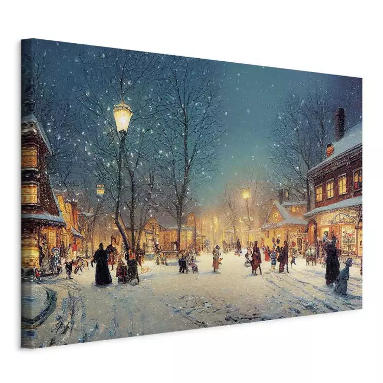 Winter Town - Snowy Street Lit up With Retro Lanterns