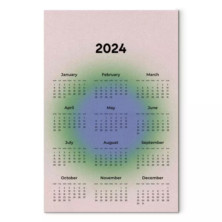 Canvas Calendar 2024 - Months on the Background of a Circular Gradient