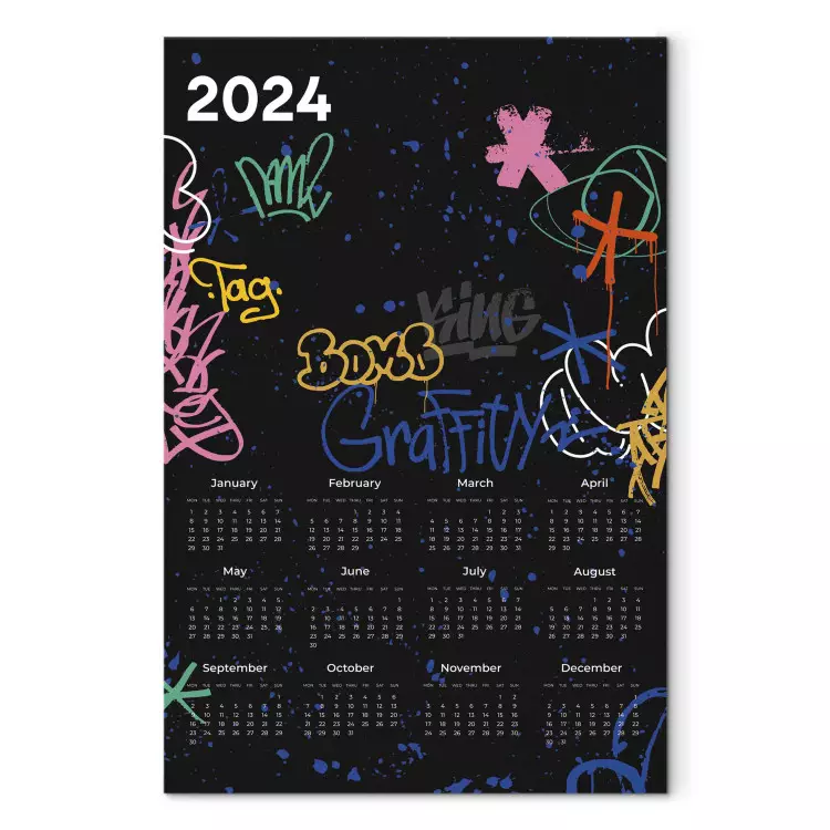 Canvas Calendar 2024 - Months Covered With Street Art Style Drawings