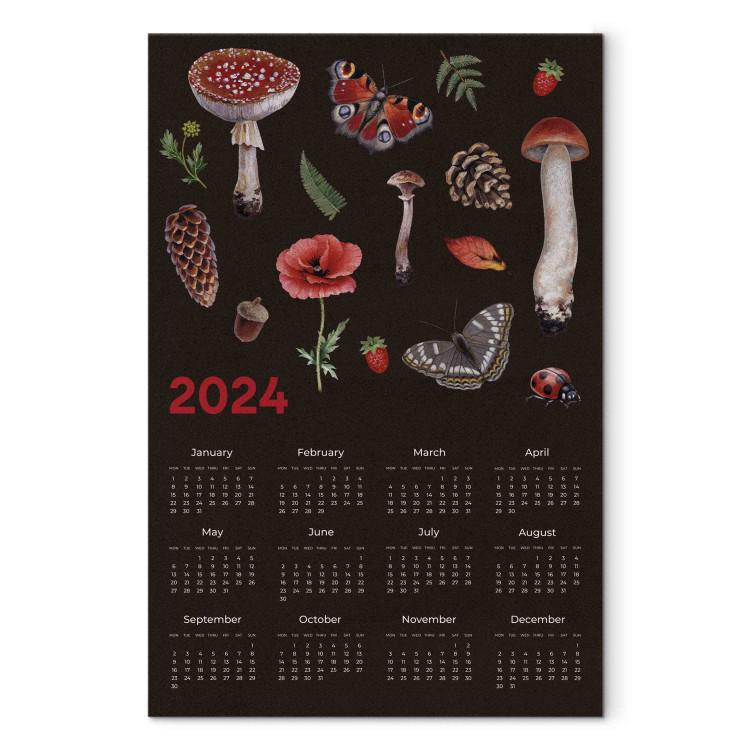 Canvas Calendar 2024 - composition of an autumn forest on a brown background