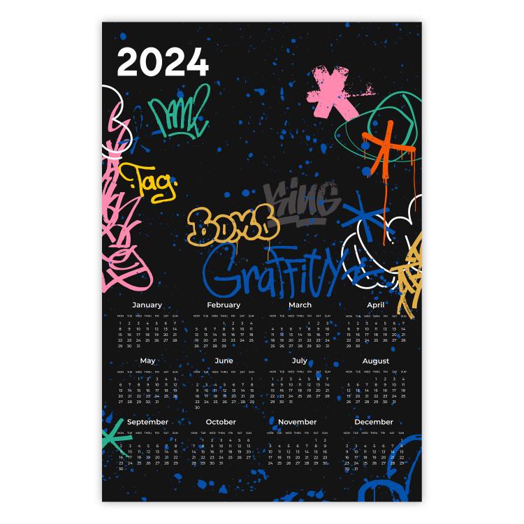 Poster Calendar 2024 - Background Covered With Graffiti in Street Art Style