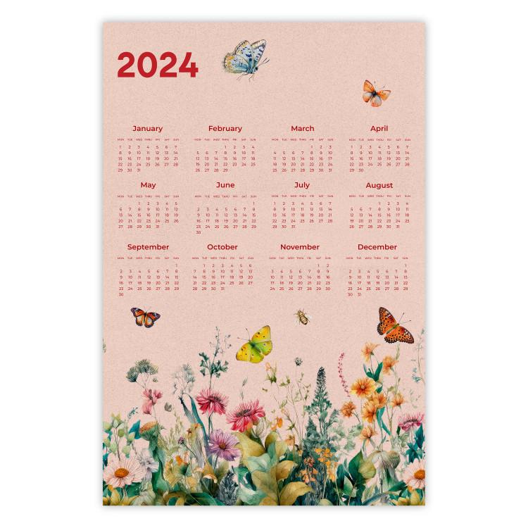 Poster Calendar 2024 - Beautiful Butterflies Flying Over a Flowery Meadow